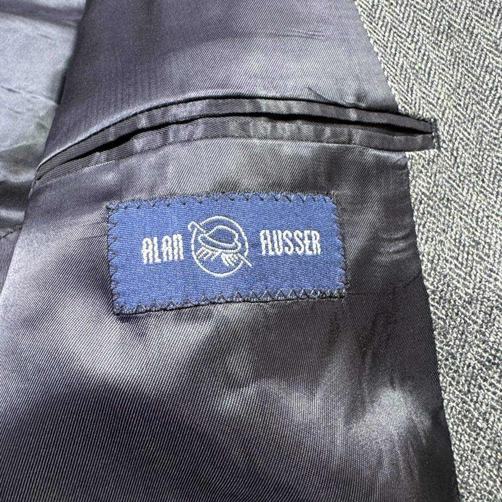 Alan Flusser Mens Lambswool Sport Coat Blazer Jacket 48R Gray Office Business - Picture 5 of 10